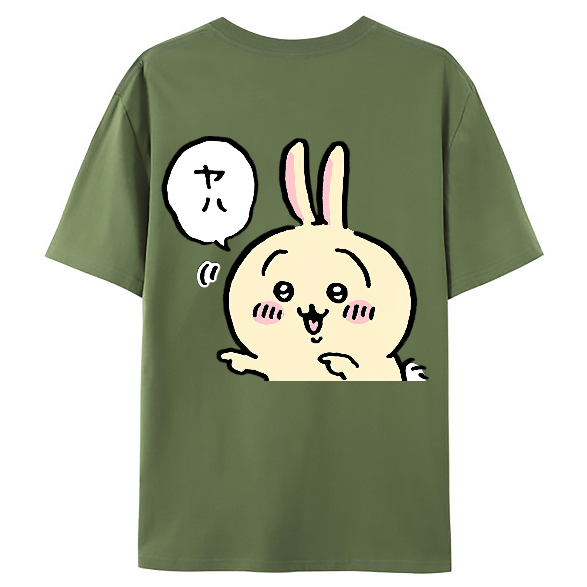 （画像用） ちいかわ うさぎ Chii-kawa usagi 綿100％ メンズ半袖Tシャツ（バックプリント） 通気性